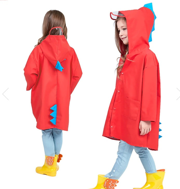 Kids' Dinosaur Hooded Raincoat