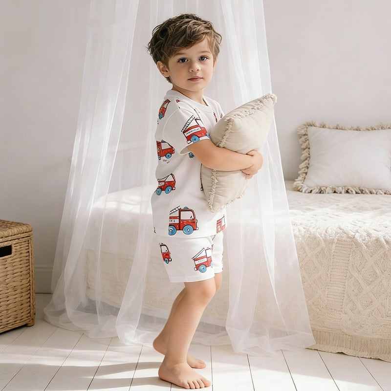 Kids' Cartoon Crew-Neck Short-Sleeve Set