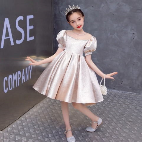 Girls' Puff-Sleeve High-Low Princess Dress