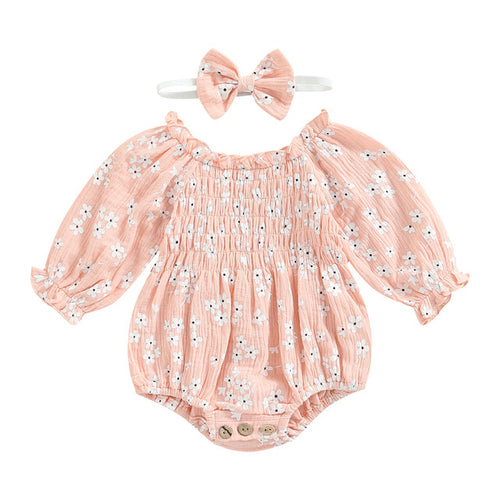 Baby Girl Floral Romper & Headscarf Set