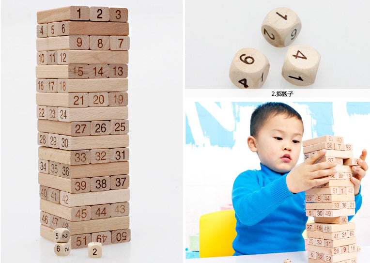 54-Piece Wooden Rainbow Stacking Blocks
