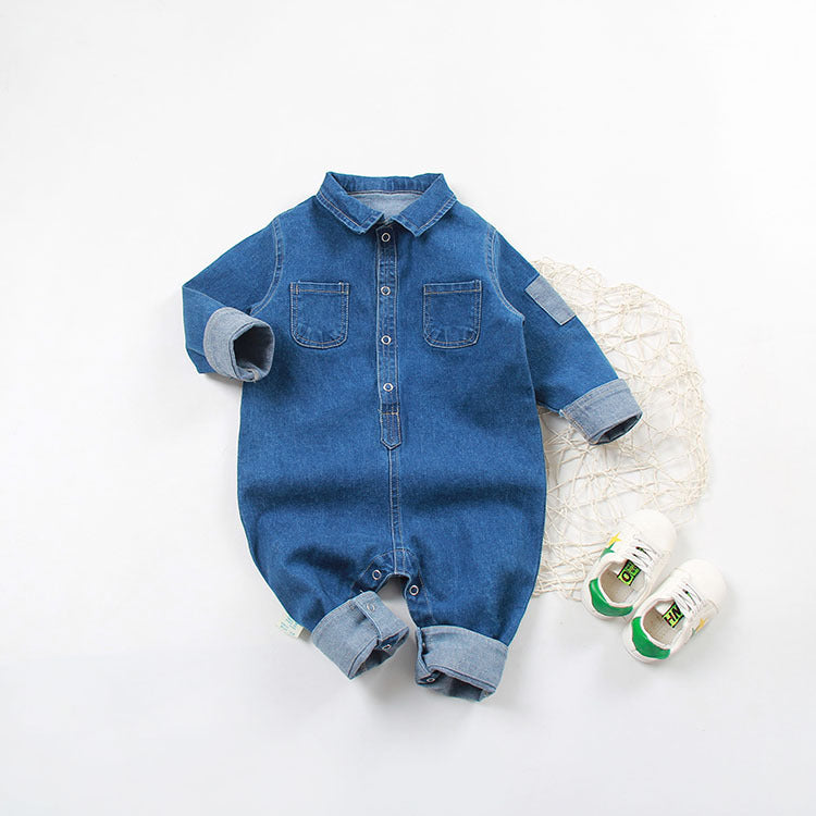 Baby Denim-Style Long-Sleeve Onesie