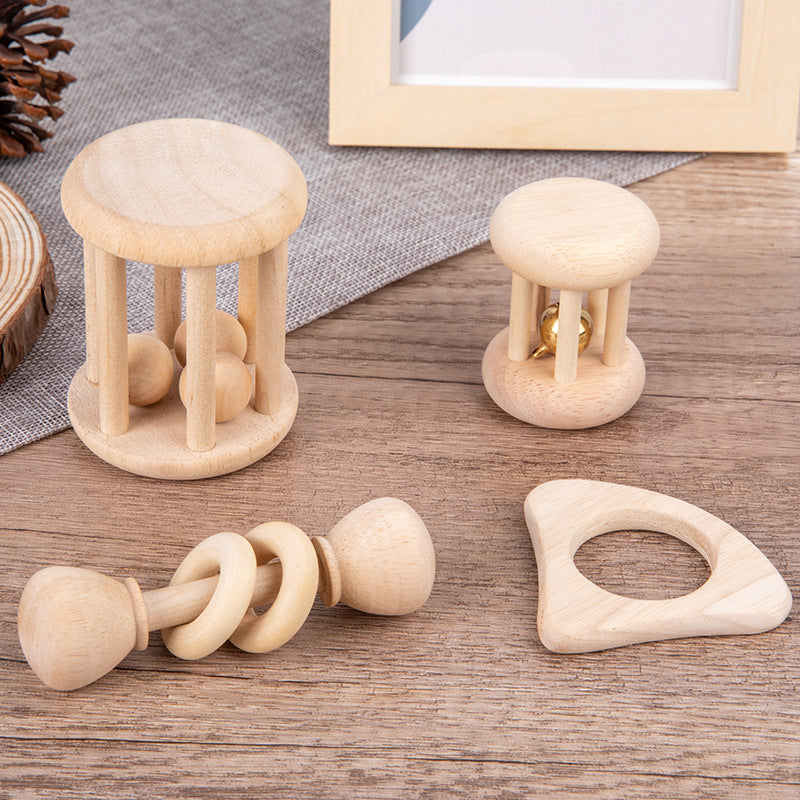 Wooden Rattle Four-piece Educational Toys