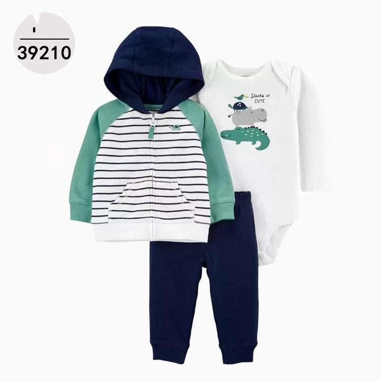 Baby Hooded Three-Piece Bodysuit Set