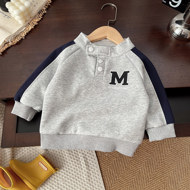 Boys' Color-Block Letter Sweater & Trouser Set