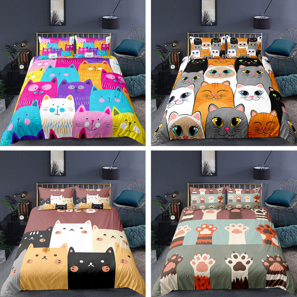 Kitten 3D-Print Duvet Set (3-Piece)