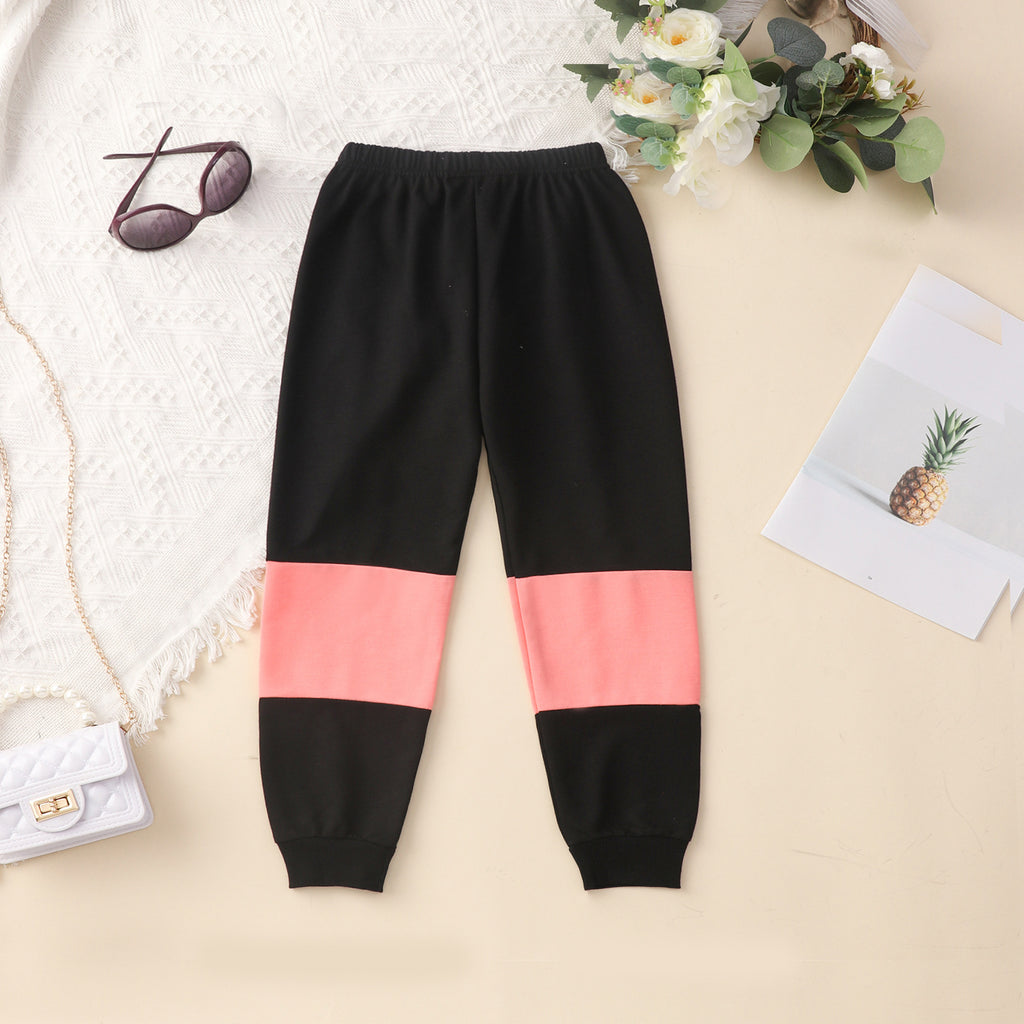 Girls' Color-Block Casual Sports Set