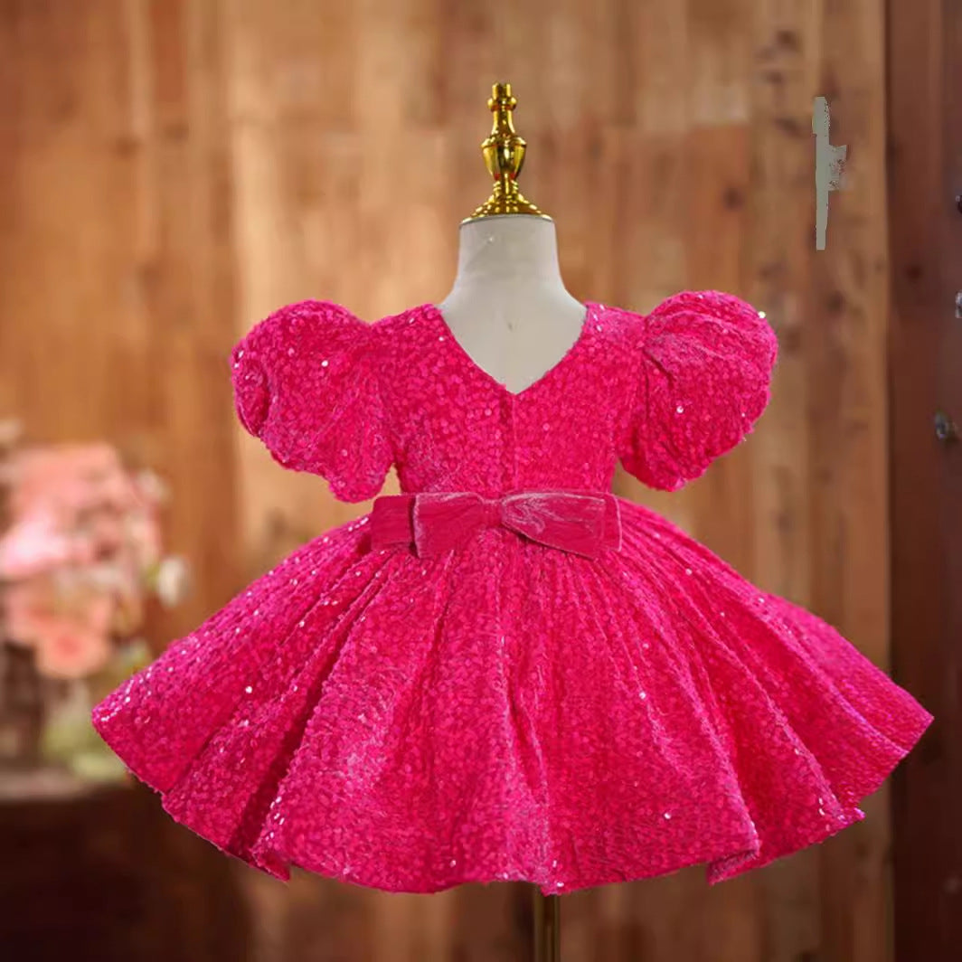 Girls' Rose Pink Flower Girl Dress