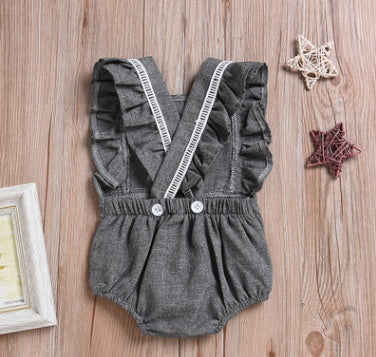 Baby Linen Back-Button Romper