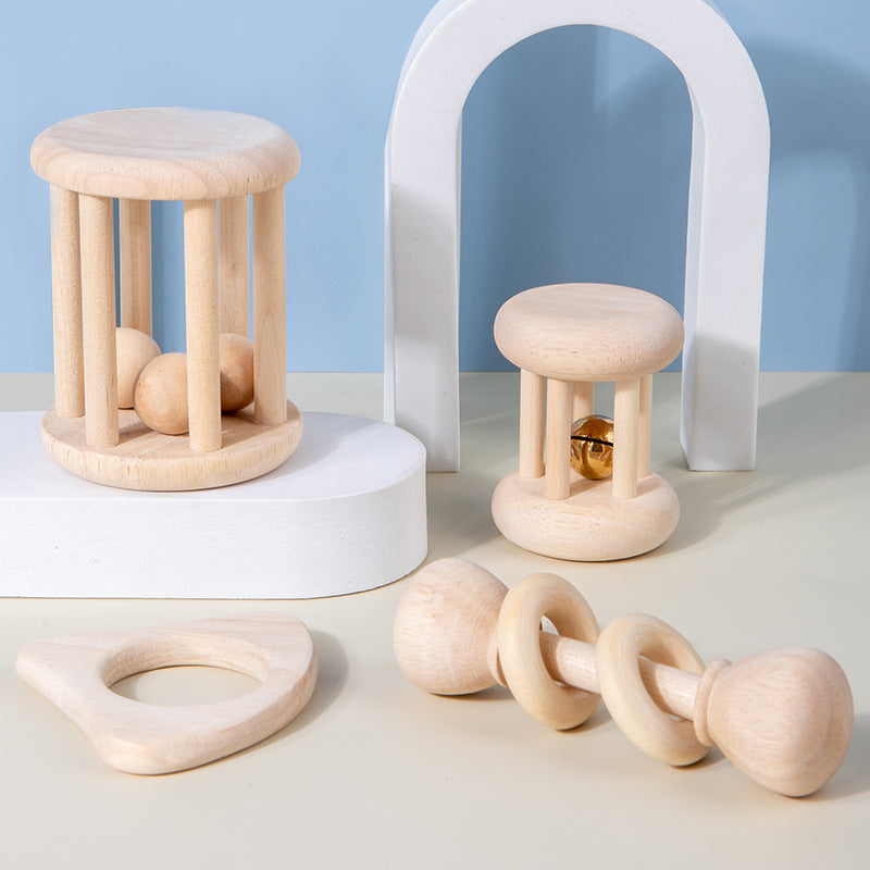 Wooden Rattle Four-piece Educational Toys