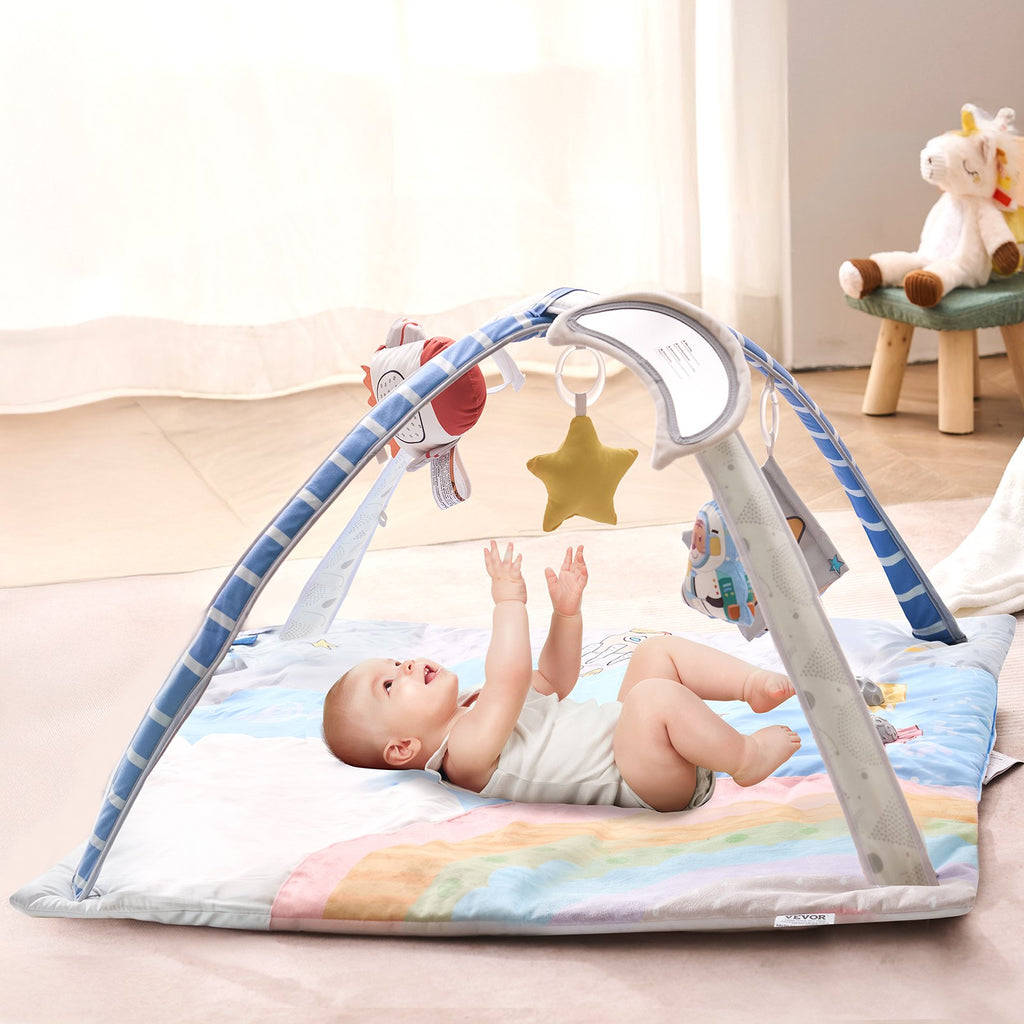 Baby Play Gym Mat with 6 Sensory Toys