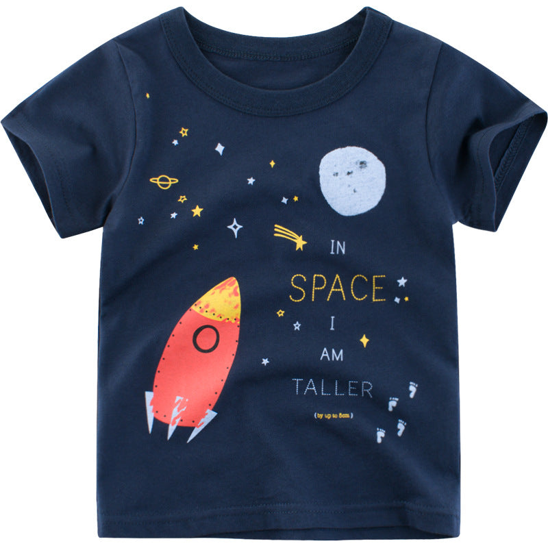 Kids' Rocket-Print Cotton Tee