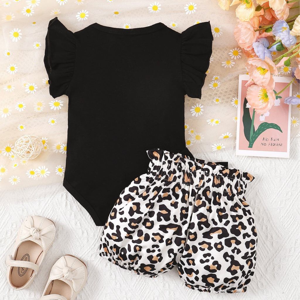 Baby Girl Leopard Romper & Shorts Set