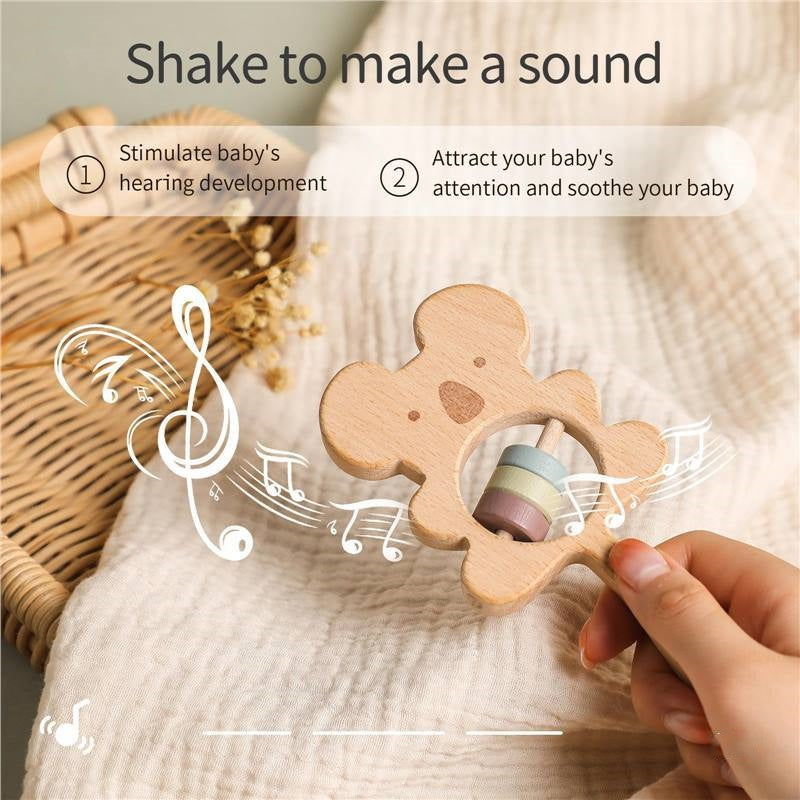 Wooden Animal Hand Rattle