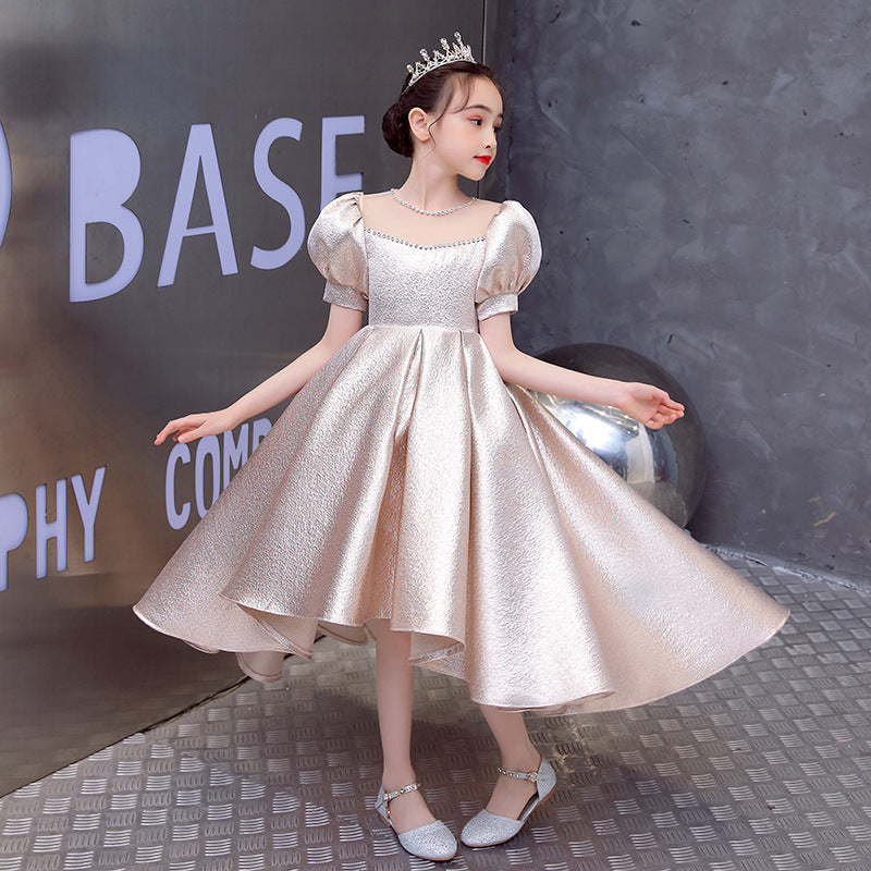 Girls' Puff-Sleeve High-Low Princess Dress