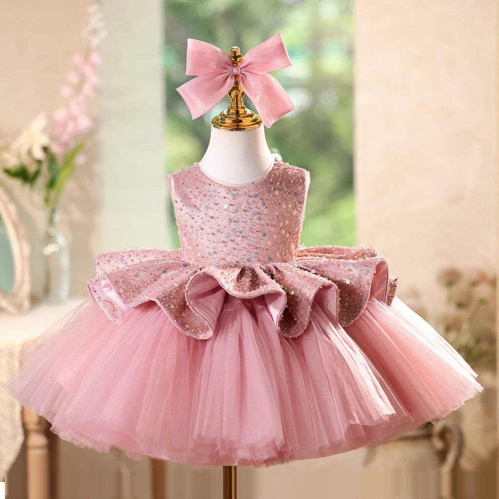 Girls' Pink Flower Girl Dress