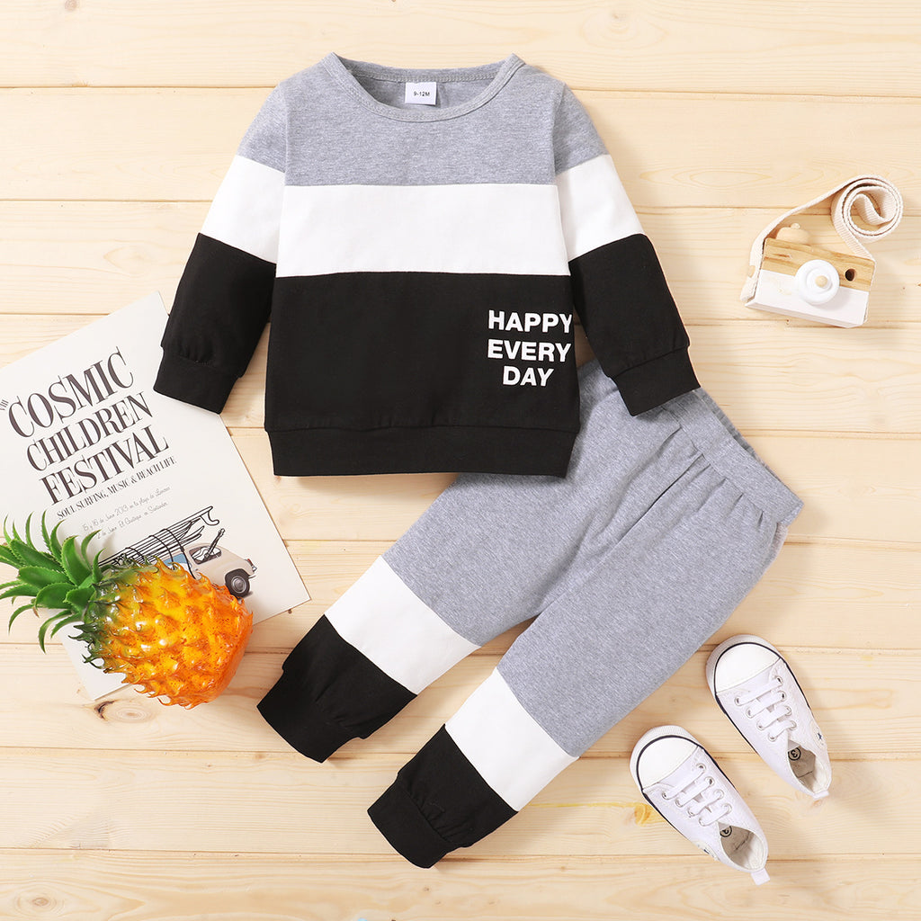 Baby Boys' Letter Patchwork Long-Sleeve Set