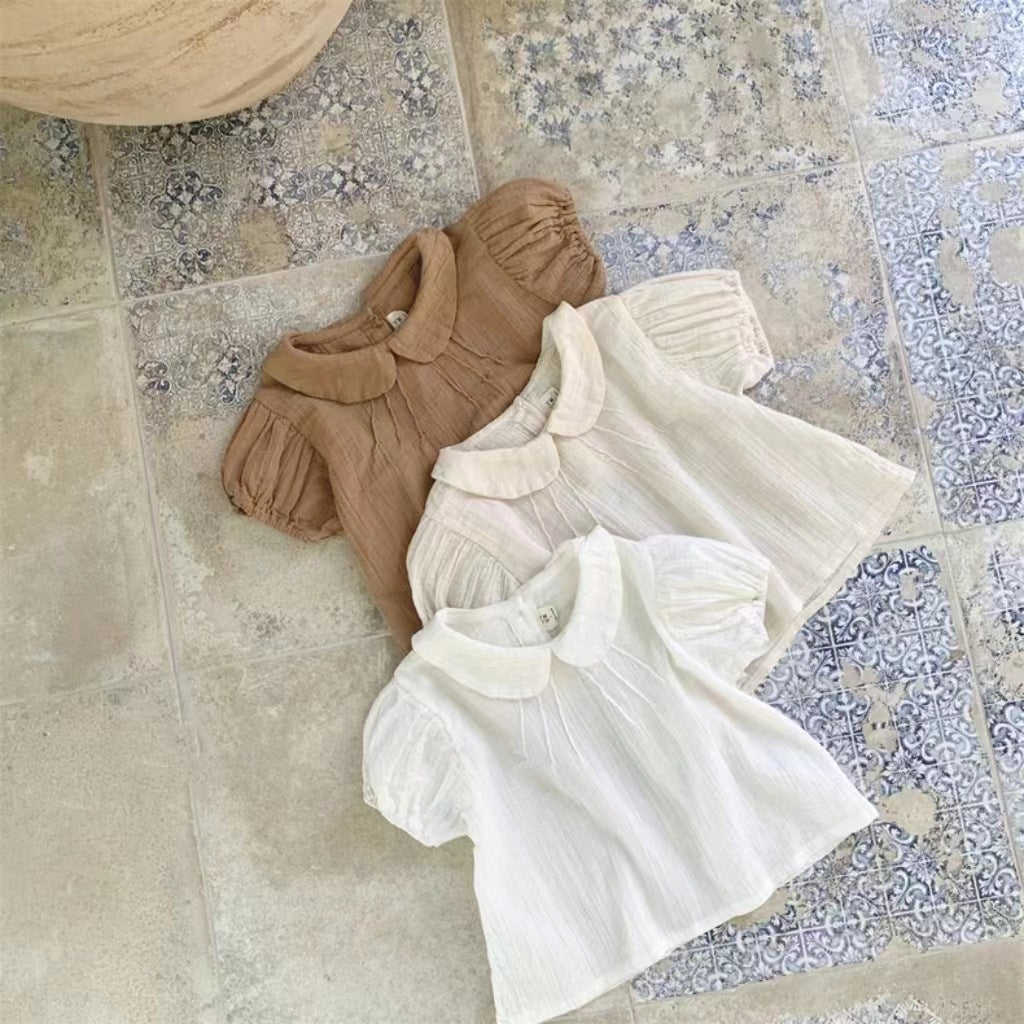 Baby Girl Lapel Short-Sleeve Blouse