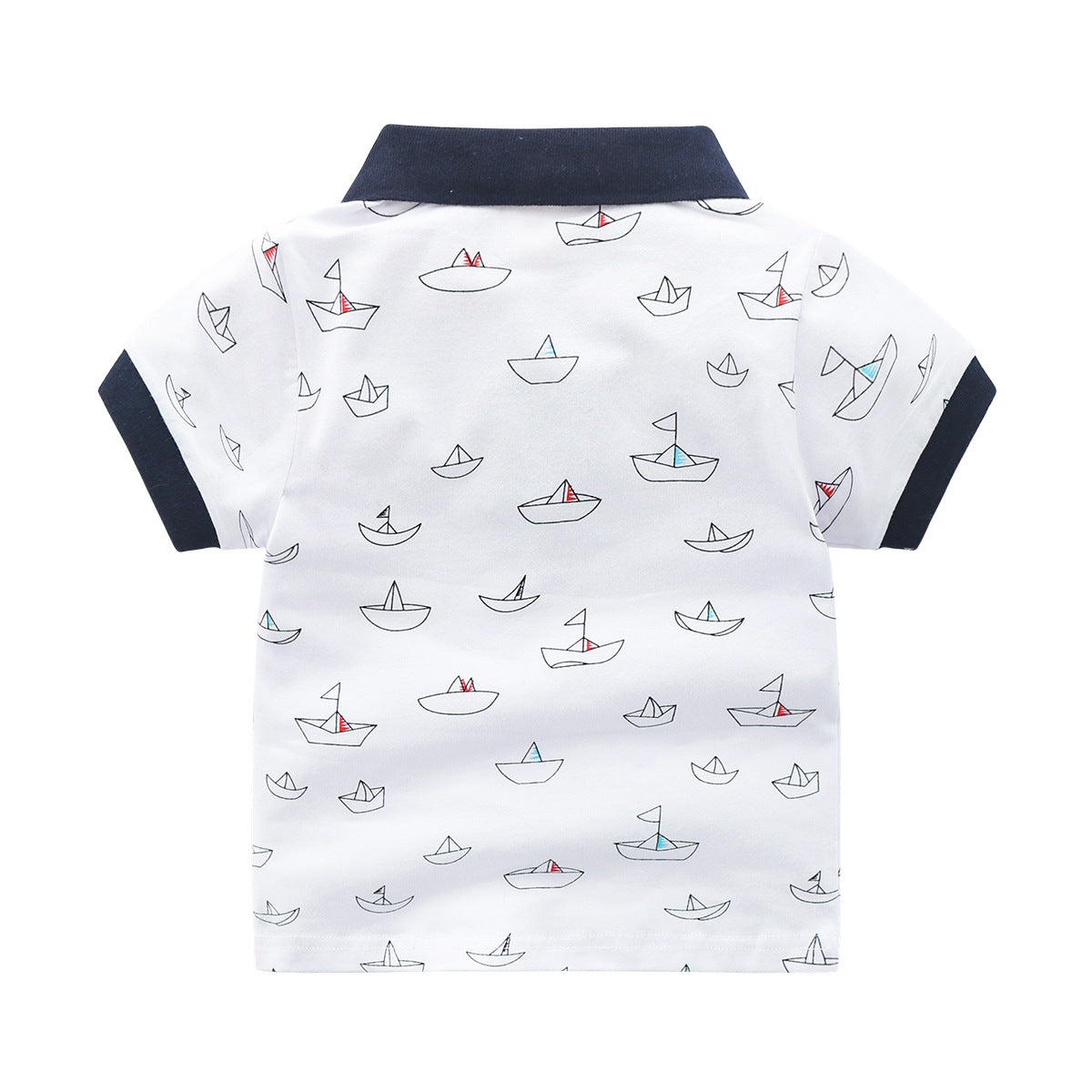 Boys' Striped Lapel Polo Shirt