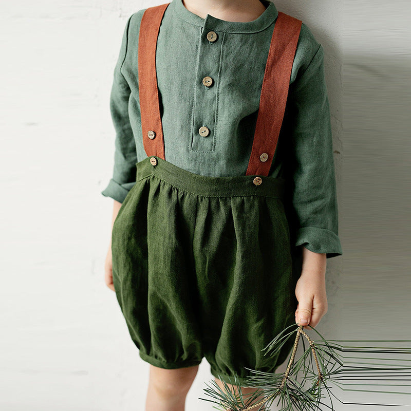 Boys' Cotton-Linen Long-Sleeve Shirt