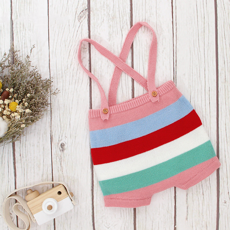 Baby Girl Knitted Rainbow Romper