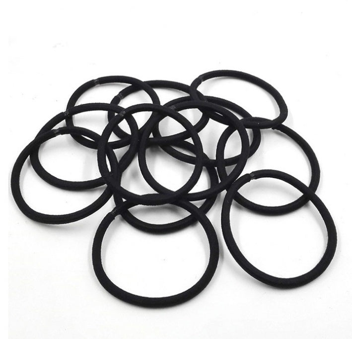 Black Elastic Hair Ties (100-Pack)