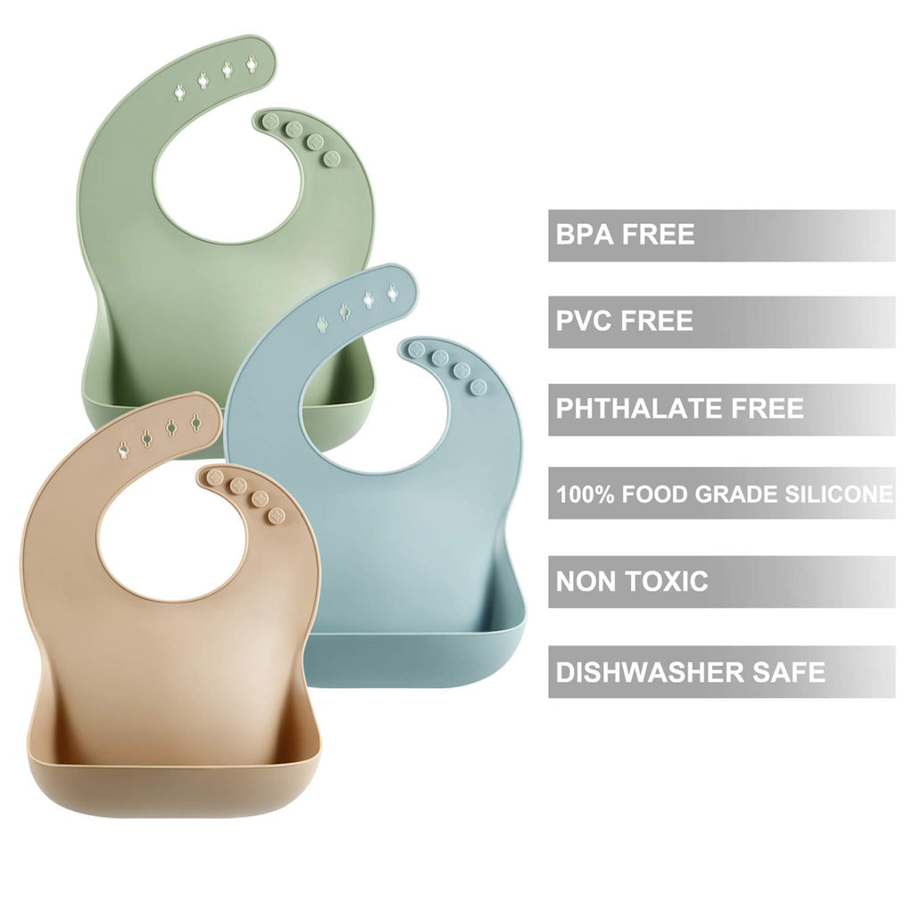 Adjustable Silicone Bib with Food Pocket