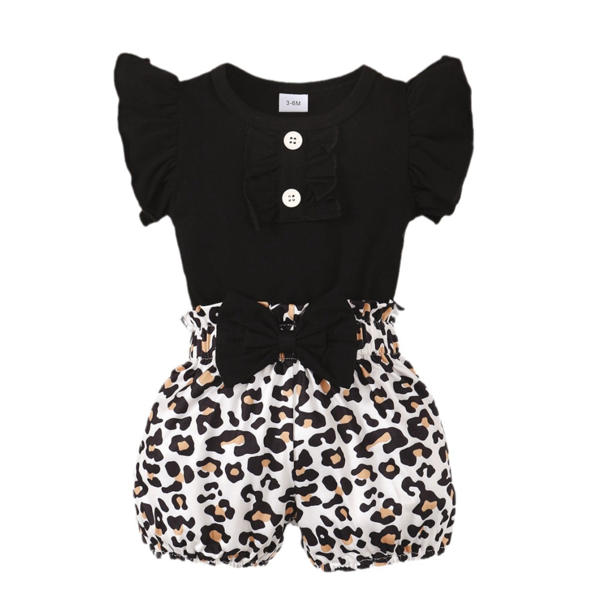 Baby Girl Leopard Romper & Shorts Set