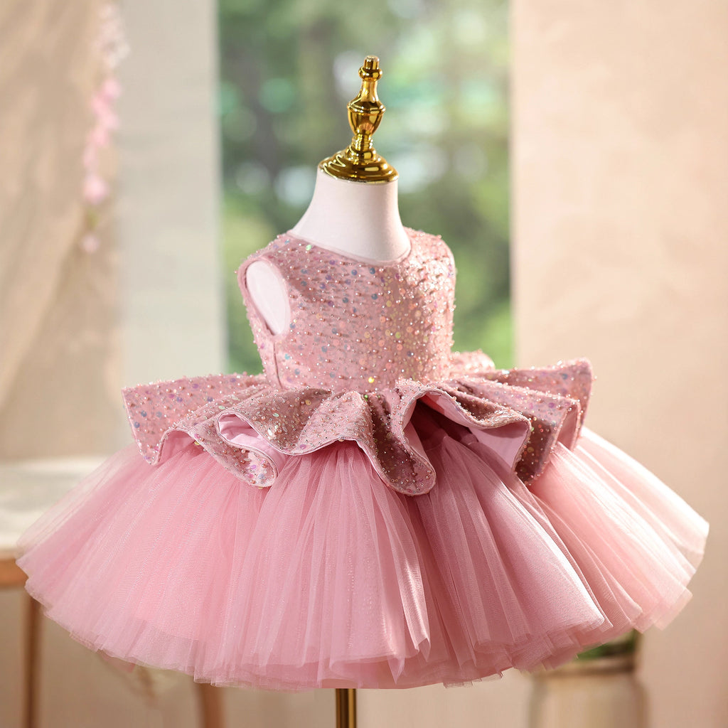 Girls' Pink Flower Girl Dress