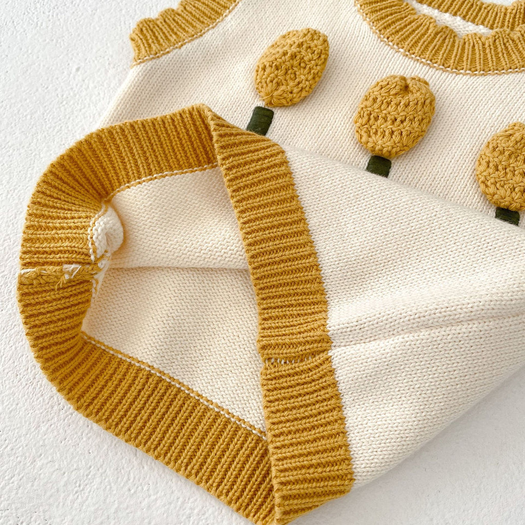 Baby Girl 3D Flower Knitted Top