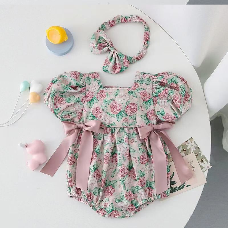 Baby Rose Short-Sleeve Romper