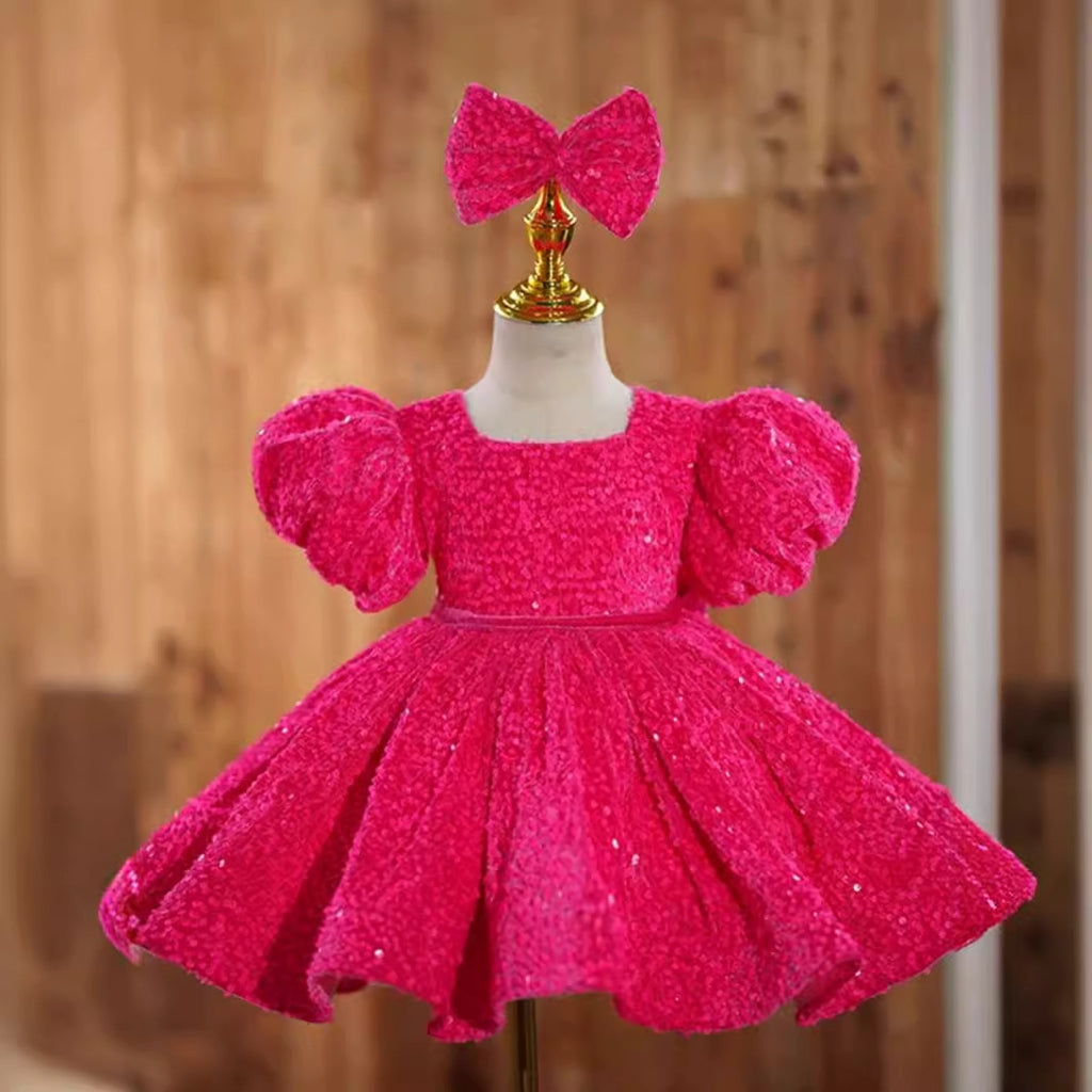 Girls' Rose Pink Flower Girl Dress