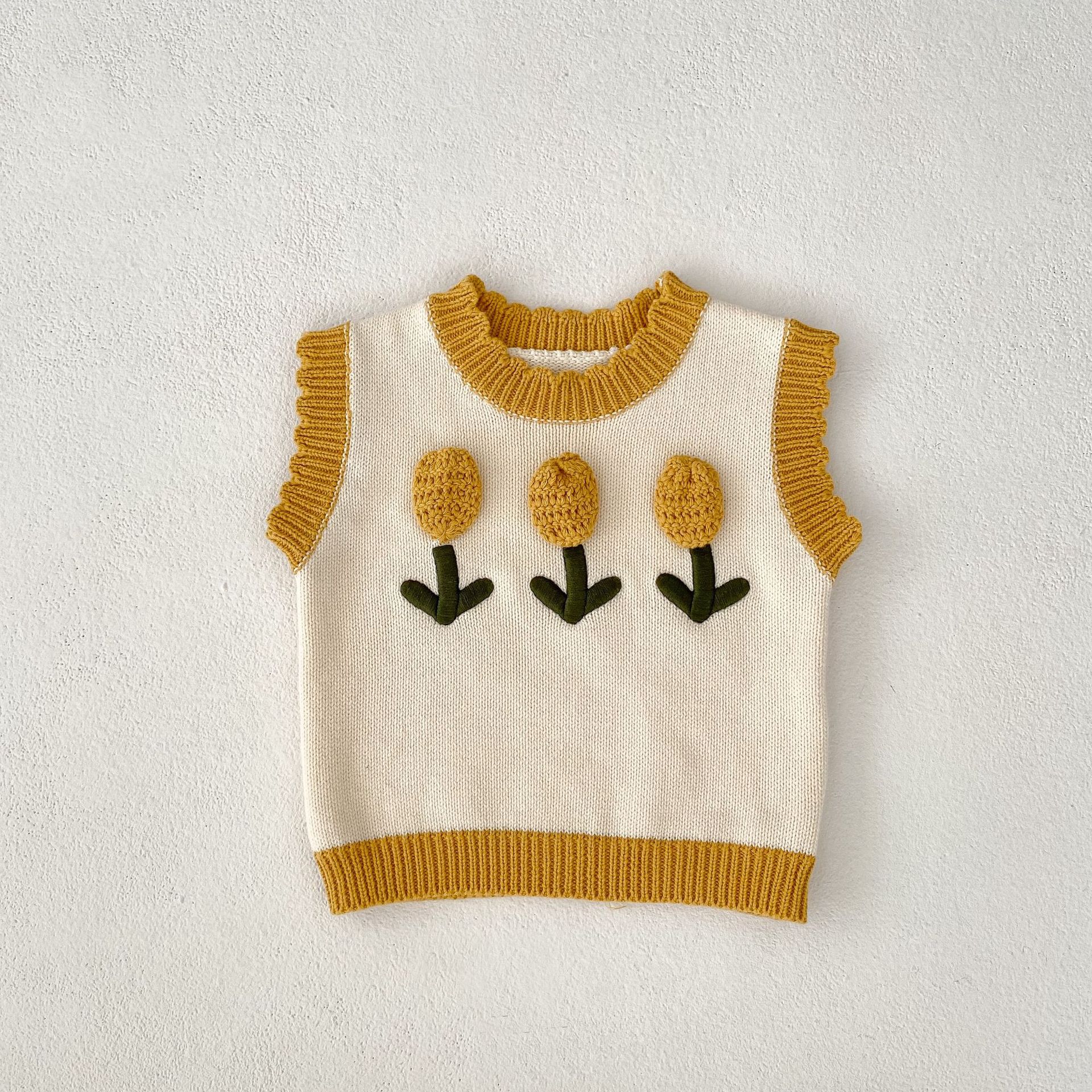 Baby Girl 3D Flower Knitted Top