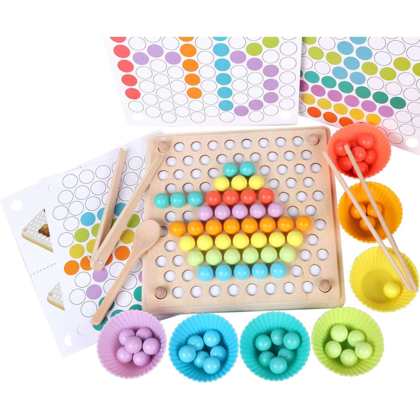 Wooden Peg Board Color-Sorting Game