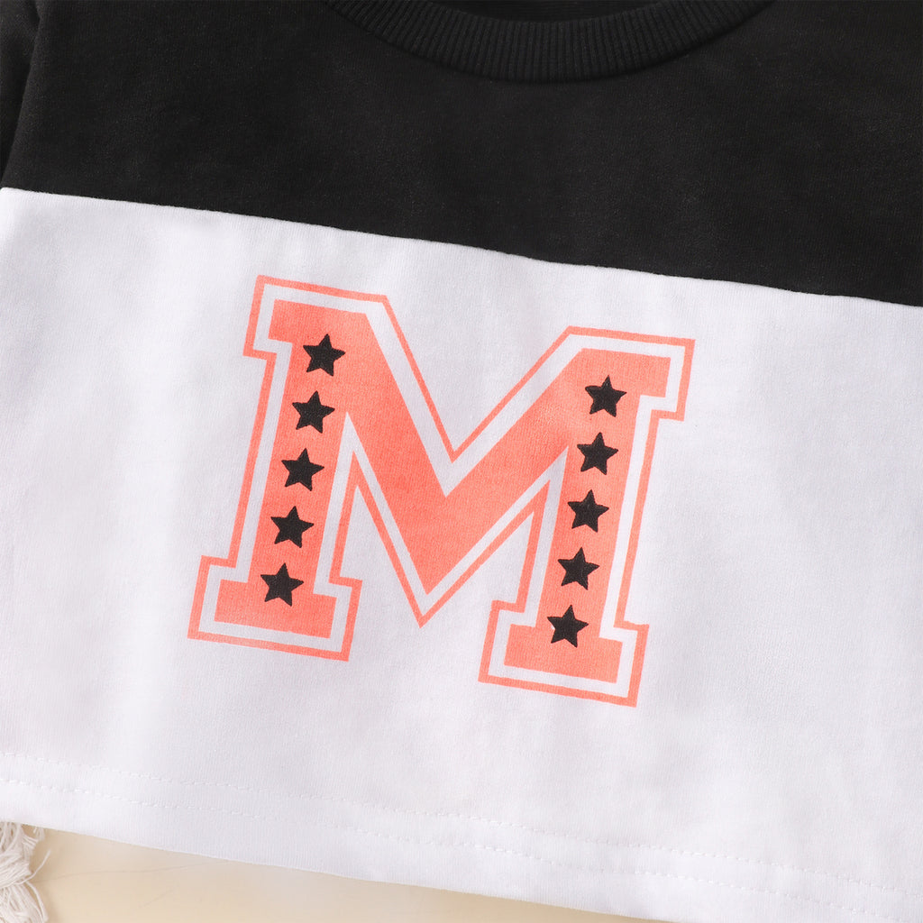 Girls' Color-Block Casual Sports Set
