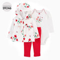 Baby Hooded Three-Piece Bodysuit Set