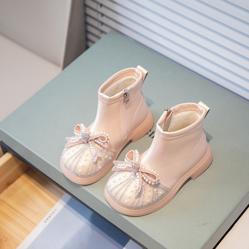 Kids' Rhinestone Soft-Sole Booties