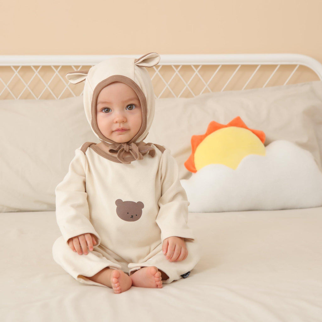 Children's Dralon Jumpsuit Hat Two-piece Set Infant Warm Rompers