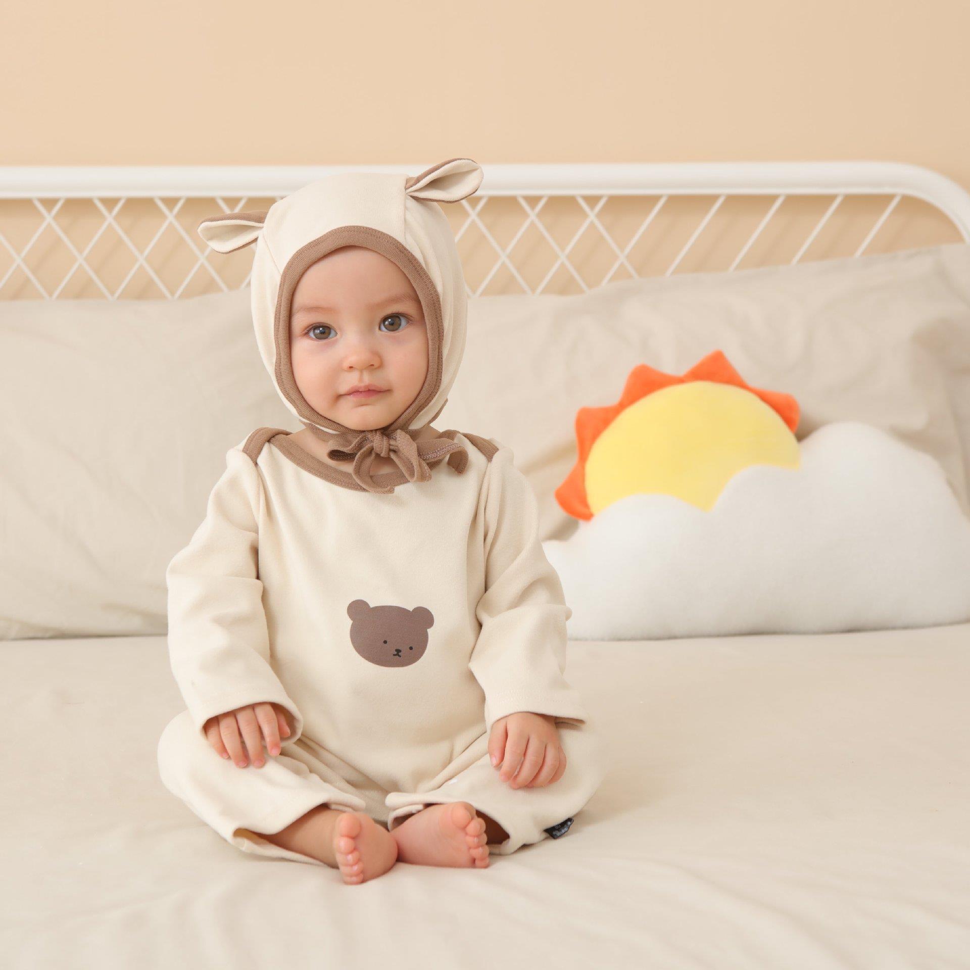 Children's Dralon Jumpsuit Hat Two-piece Set Infant Warm Rompers