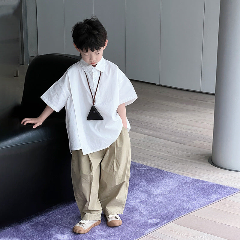 Boys' White Short-Sleeve Shirt