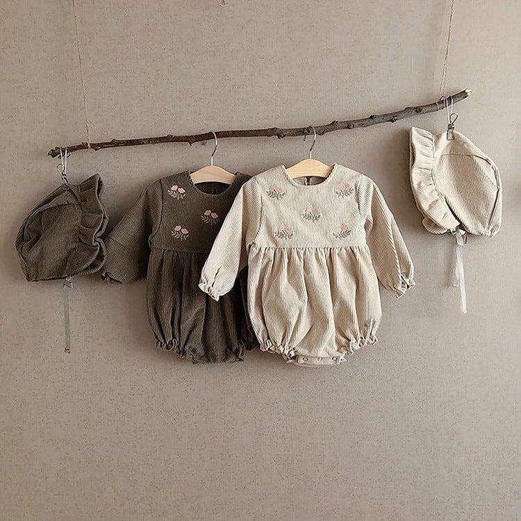Baby Corduroy Embroidered Romper