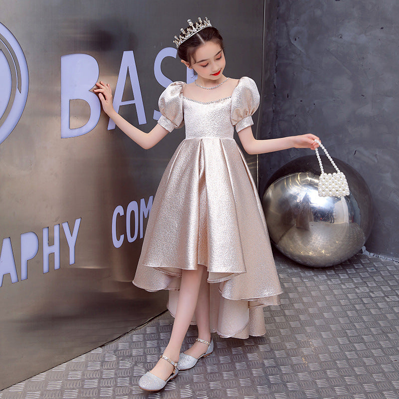 Girls' Puff-Sleeve High-Low Princess Dress