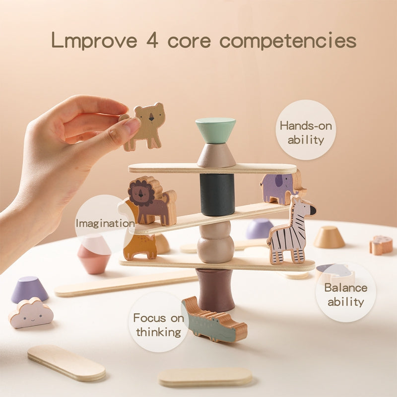 Wooden Animal Stacking Balance Blocks