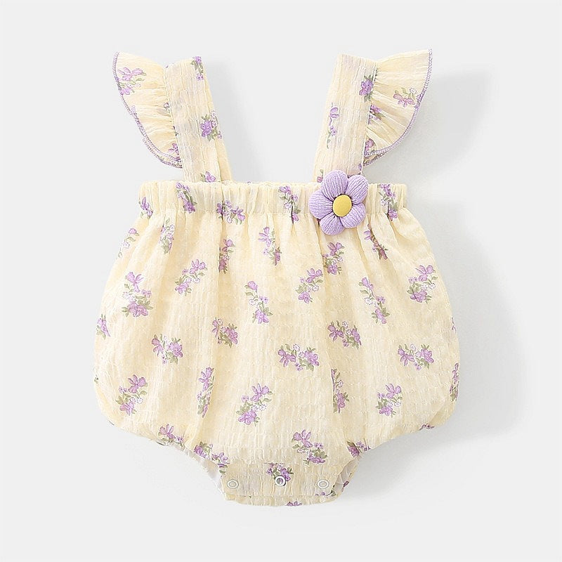 Baby Girl Lotus-Sleeve Sling Onesie