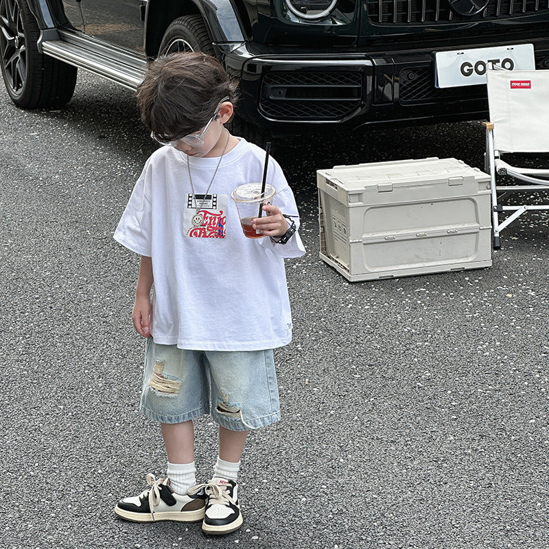 Boys' Letter-Print Short-Sleeve Top