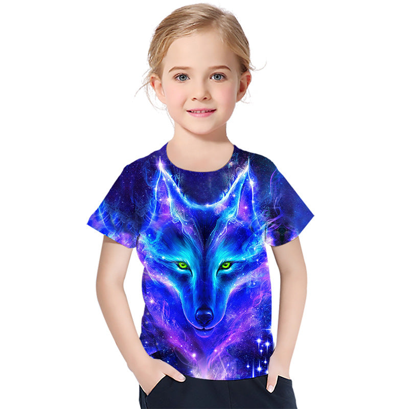 Kids' 3D Wolf-Print Short-Sleeve Tee