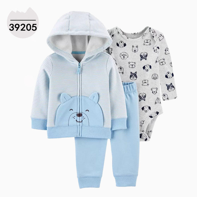 Baby Hooded Three-Piece Bodysuit Set