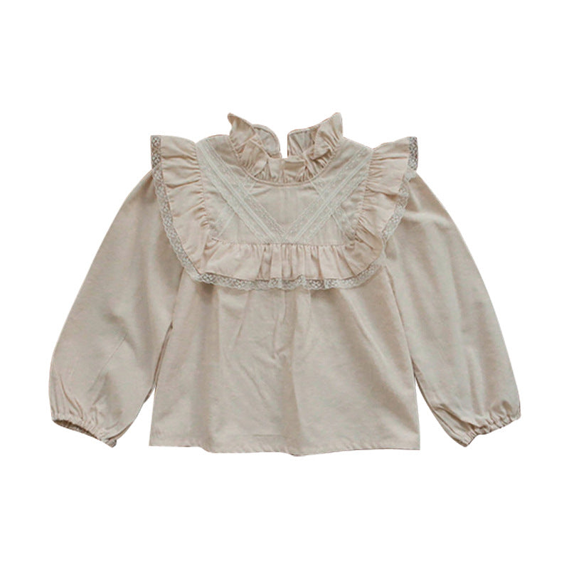 Girls' Floral Ruffle-Collar Blouse