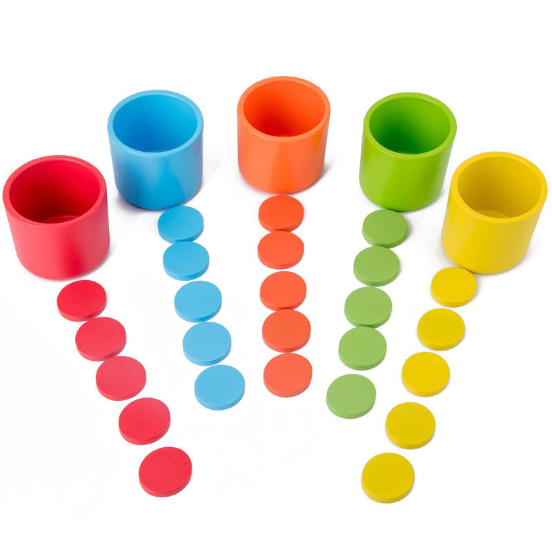 Wooden Color-Sorting Cup Game