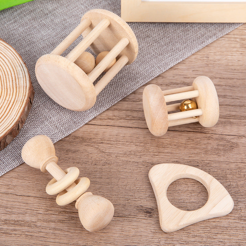 Wooden Rattle Four-piece Educational Toys